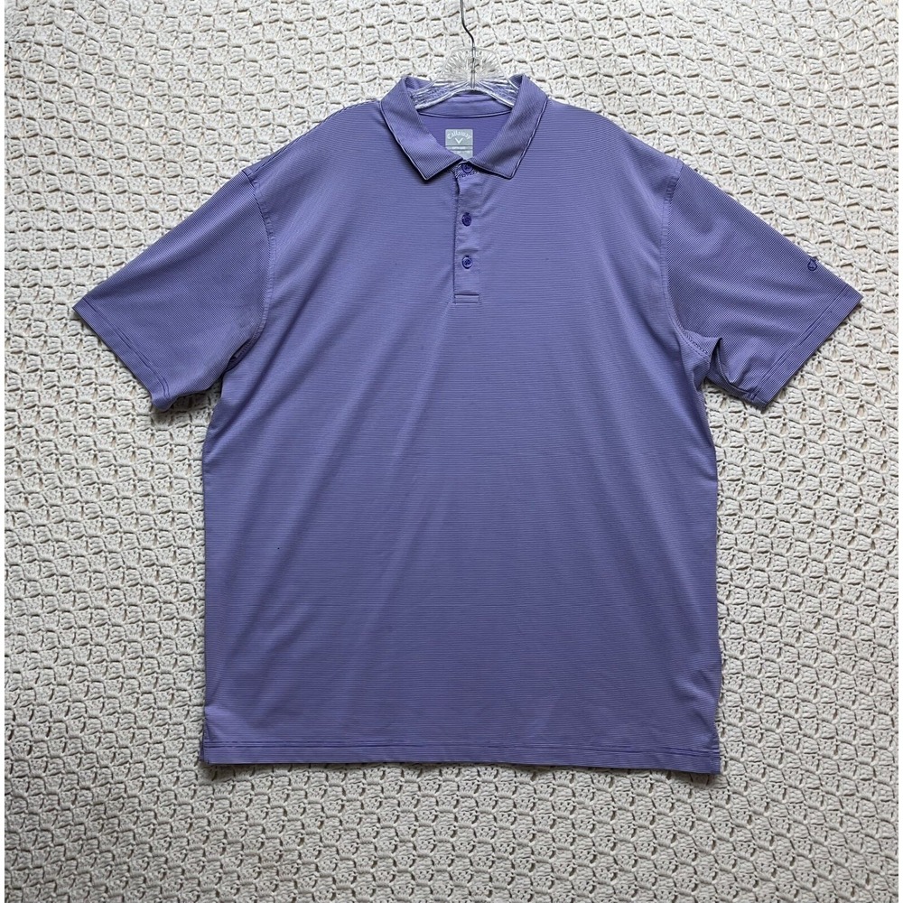 Callaway Opti-Dri Golf Polo Shirt Men's XL Short Sleeve Lavender Stripped Rugby